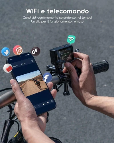 COOAU Nuova Action Cam 4K WiFi 24MP Touch Screen 40M con EIS Stabilizzazione - Foto 6 di 8