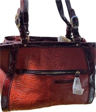 Madi Claire Burgundy- Embossed Leather- Tote