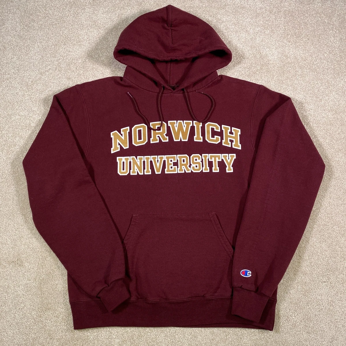 Norwich University Cadets Sweatshirt Men Small Red Champion Hoodie College Heavy