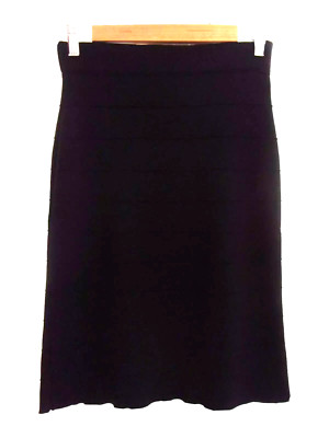 Ex Chainstore schwarzer Rock Damen Strick Gummibund Stretch gerippt Größe Small