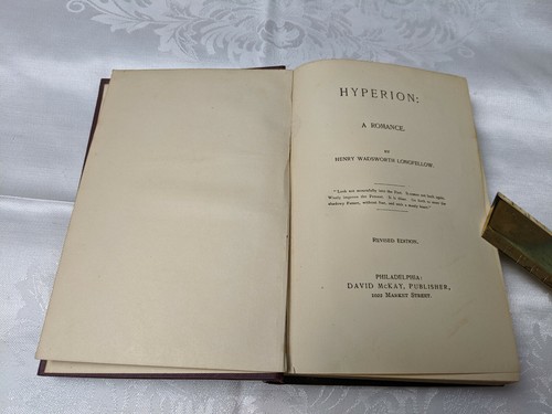 HYPERION-A ROMANCE-HENRY WADSWORTH LONGFELLOW-DAVID MCKAY PLUBLISHER - Picture 10 of 10