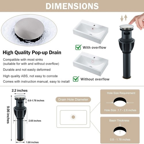 4 Inch Brushed Nickel Bathroom Lavatory Sink Faucet 2-Handle with Pop-up Drain - 第 2/9 張圖片