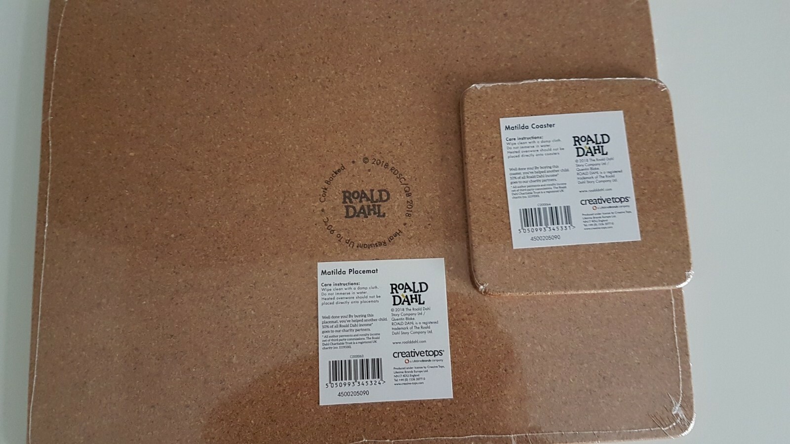 Roald Dahl Matilda Pink Cork Backed Placemat Dinner Mat & Coaster Kids