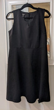 TALBOTS Petite Size 8P Black Ponte Stretch Sleeveless Sheath Dress