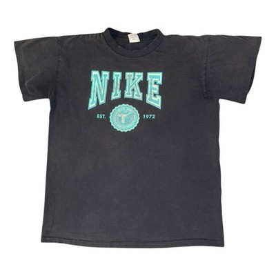 Vintage Nike T Shirt Gr. XL schwarz 90er Goddess Of Victory Spellout Logo Grafik