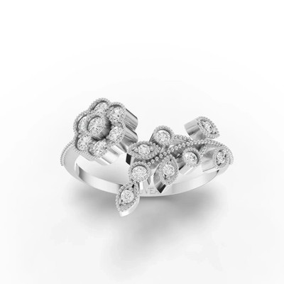0.29 CT Round Lab Grown Diamond Floral Ring · White Gold Bloom-Inspired Design