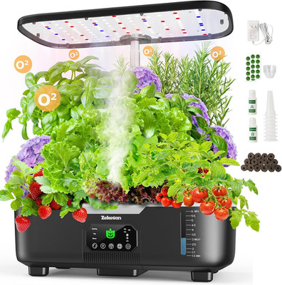 Smart Hydroponic Garden Kit with 15 Pods & LCD for Herbs & Veggies