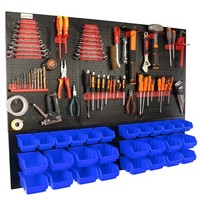 Botle® Werkzeugwand Metall, 28 Stapelboxen Wandregal + Werkzeughalter 55-Tlg Set