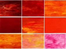 9 Pack Red Stained Glass Sheets, 4 X 6 Inch Mosaic Supplies Flame Collection for