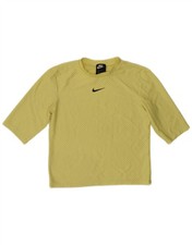 NIKE Womens T-Shirt Top UK 14 Medium Yellow Geometric DA10