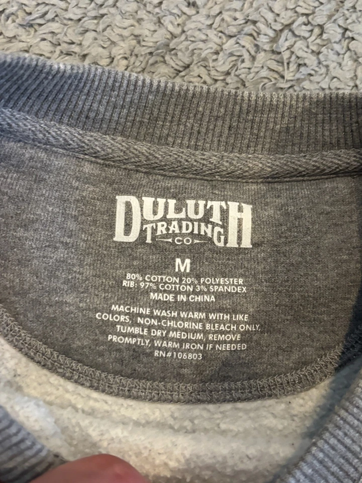 Duluth Sweatshirt Mens Medium Gray Pullover Sweater Zip Pockets Crew Neck - Image 3 of 4