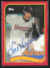 2016 TOPPS ARCHIVES JOSE VIZCAINO FAN FAVORITE AUTO RED BORDER 17/50