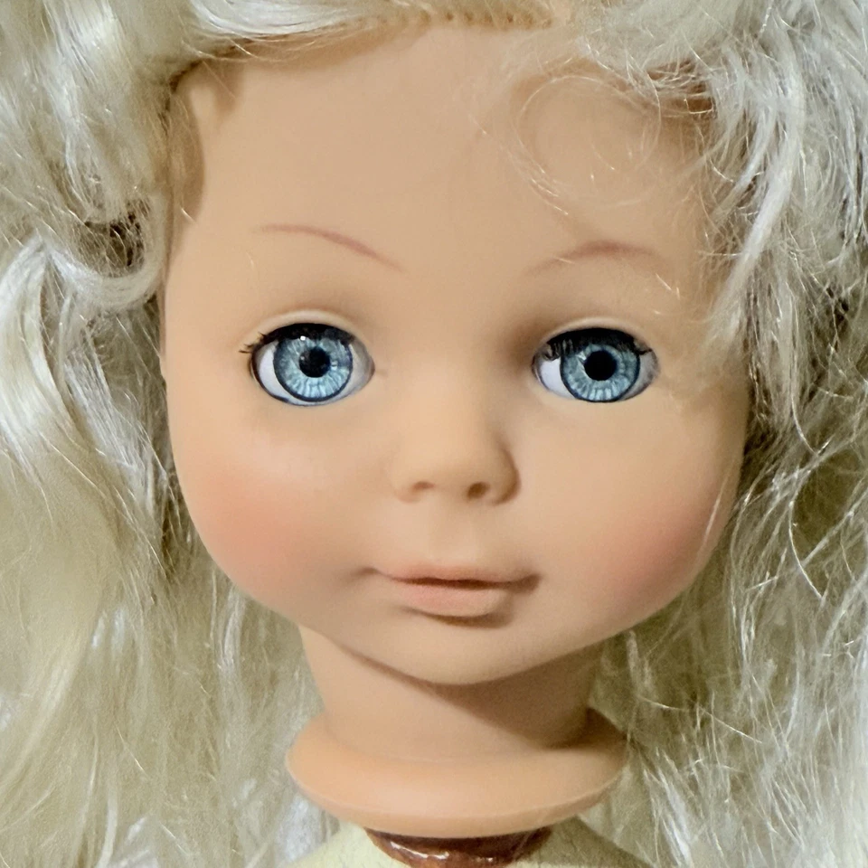 VTG Doll Head for 18” Vinyl Doll Parts Replacement Engel-Buppe Long Blonde Hair - Image 2 of 4
