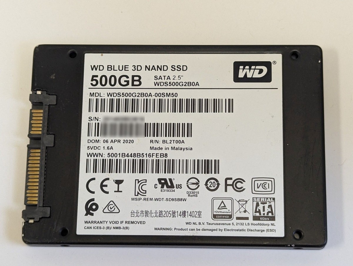 Western Digital 500GB WD Blue 3D NAND SSD 2.5