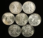 7pc Walking Liberty Half Dollar Lot 1941-1945 AU-MS Silver (#TPR00019)