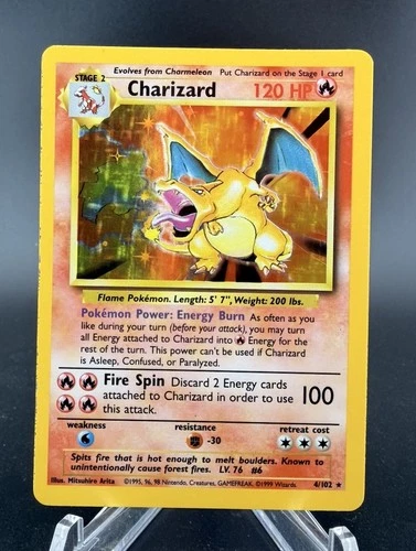 Charizard 4/102 Holo Rare Base Set Unlimited Pokémon Card