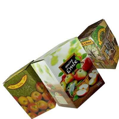 Bag in Box Kartons von 3, 5, 10 Liter verschiedene Motive für Apfelsaft und Most
