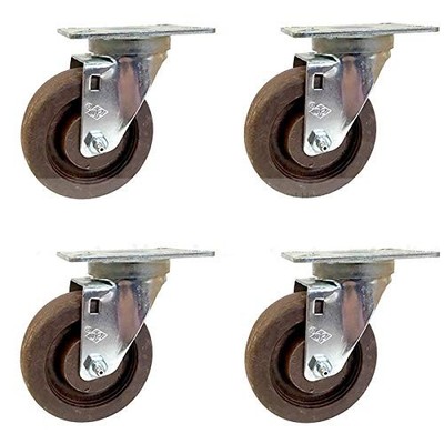 High Temp Bakery Swivel Casters, Nylon Wheel, Set of 4