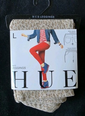 HUE TWILL MINI LEOPARD PRINTED CHINOS  WOMEN'S LEGGINGS SZ  L#U13393 -NWT