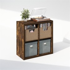 Pemberly Row 4 Cube Vinyl Record Media Storage Organizer in Amber Pine