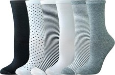 Amazon Essentials womens Cotton Crew 6-9, Multicolor/Dots/Solid/Thin Stripe 