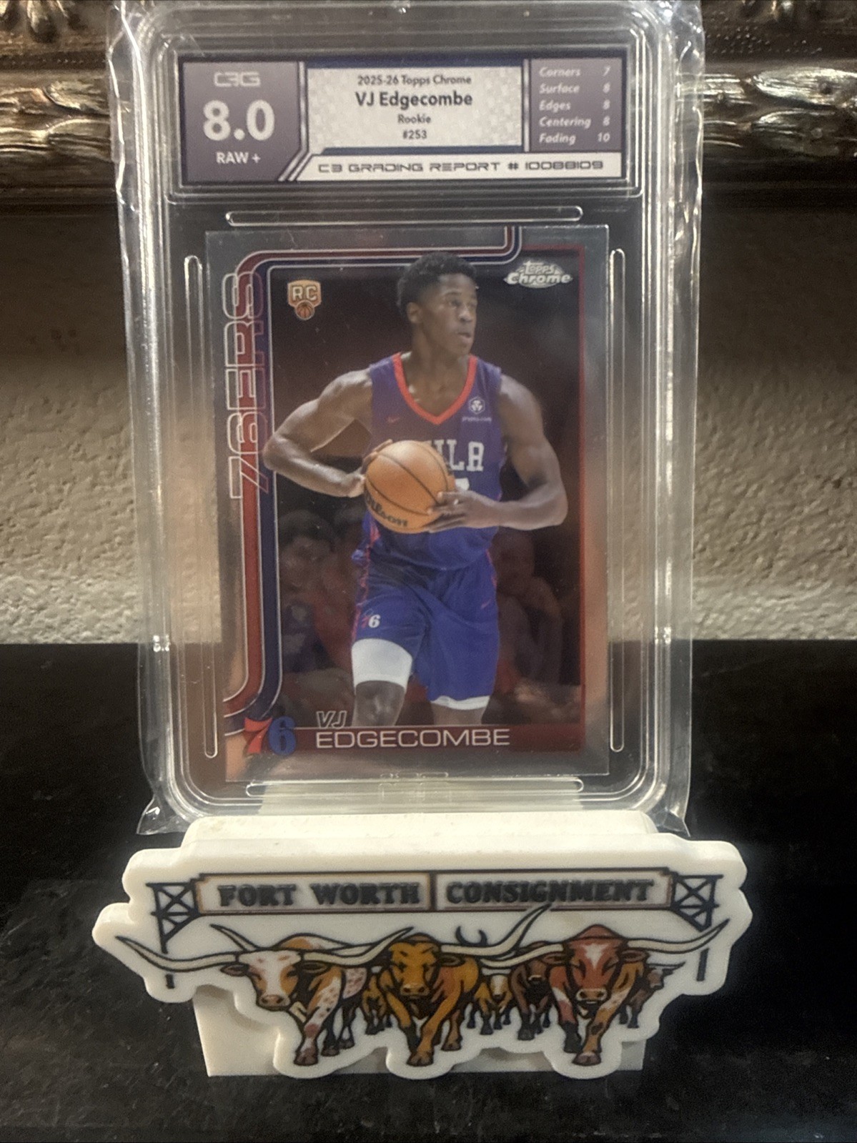 2025-26 Topps Chrome VJ Edgecombe #253 Rookie RC C3G 8 Philadelphia 76ers