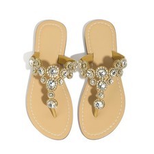 Rhinestone Sandals for Women Sparkly Jeweled Bling Thong Flip Flops, Dressy...