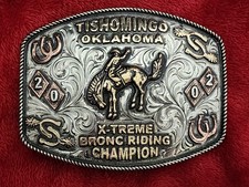 Rodeo  2002  Bronc Riding X-TREME Champion Trophy Buckle  Tishomingo Ok  Rare  728