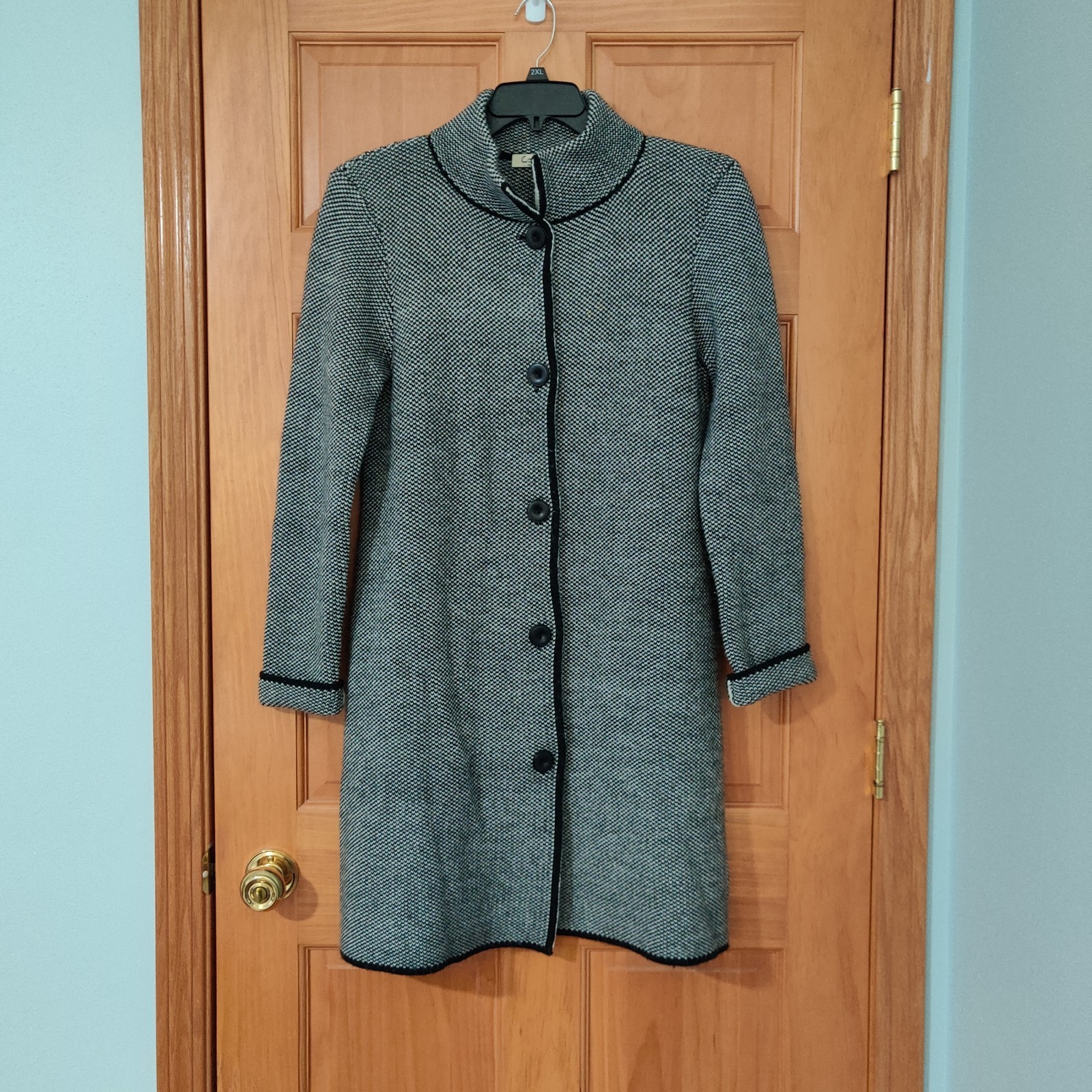 Cocogio Black/White Button-Down Duster Cardigan, … - image 1