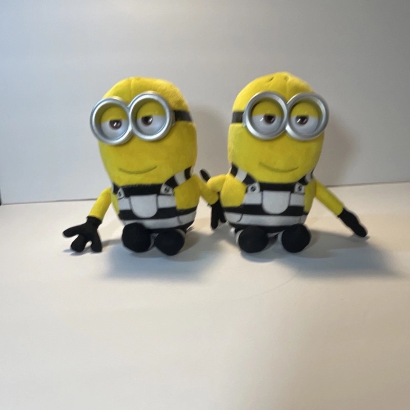 Set of 2-Tom prison uniform Ty Minion plush stuffed animal from Despicable Me 3 