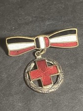 Vintage WW1 Prussian German Red Cross Bronze & Enamel Pin