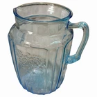 Anchor Hocking Mayfair Open Rose Blue 80 oz. Pitcher Depression Glass 8.5"
