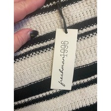 Freshman 1996 Knit Dress Large Black White Striped Ruffle Hem Sweater Dress