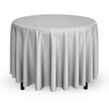 132" Round Wedding Banquet Polyester Fabric Tablecloth - Light Gray