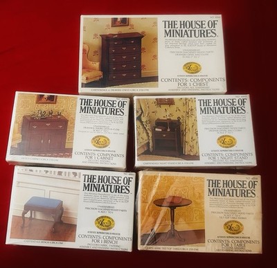 The House of Miniatures - Lot of 5- NIB Wooden Dollhouse Furniture Kits