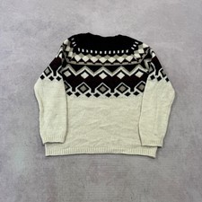 Vintage Knitted Jumper abstract patterned chunky knit sweater Women's M 12-14 