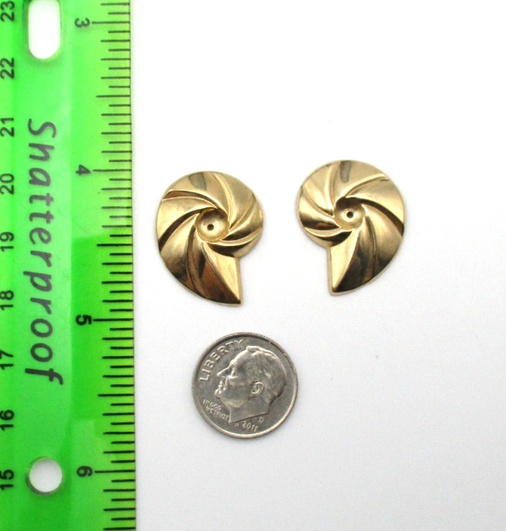 14K Yellow Gold Shell Style Earring Jackets 1.2 Gr [E349]