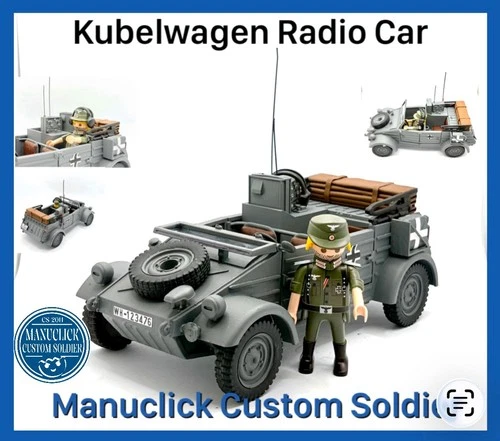 Custom WW2 CAR KUBELWAGEN DRIVER GERMAN ARMY WW2 Scale Playmobil RADIO