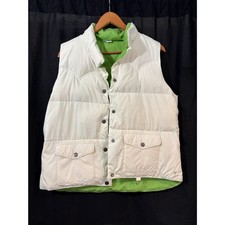 Vintage American Eagle Reversible Western Puffer Vest Off-White Lime Green Y2K