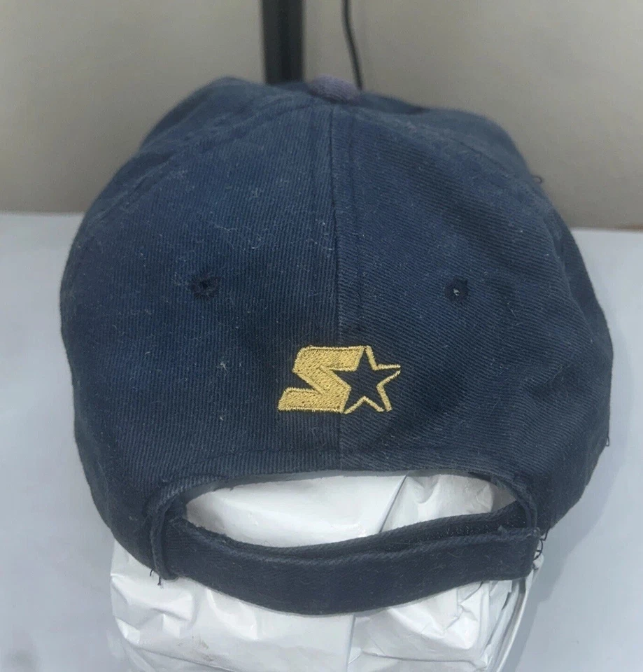 1990’s Notre Dame Vintage Starter Slouch Hat Blue Adjustable Strap - Image 4 of 4