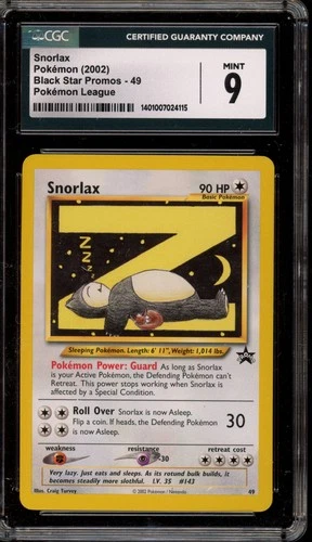 Pokemon Snorlax Pokemon League Black Star Promo #49 CGC 9 Mint