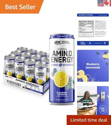 Amino Energy Sparkling Hydration Drink - Sugar Free Blueberry Lemonade 12 Pack