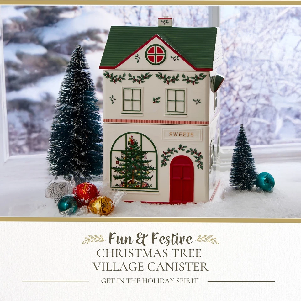 Contenedor de almacenamiento festivo Spode de 3 compartimentos para pueblo de Navidad Foto 2 de 4