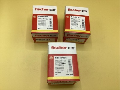 3 x Fischer N 6x40/10 S Hammerbefestigungen Kasten mit 50 Mauerwerk Wandbefestigungen. Nagelneu