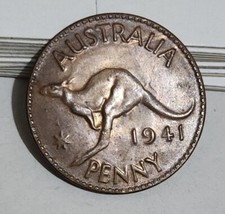 Australian 1941 K.G PENNY UNC CHOCOLATE LUSTRE