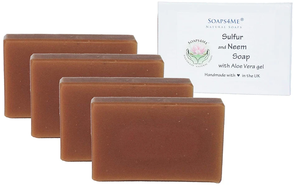 SOAPS4ME Sulphur and Neem Handmade Natural Soap | with Aloe Vera | 4 x 100g