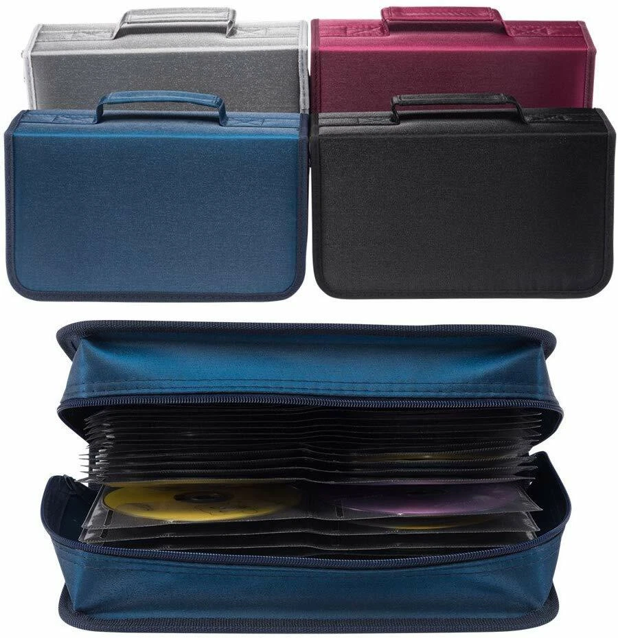 128 CD Case DVD Wallet Cover Disc Storage Holder Sleeve Handle Portable Car Home