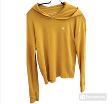 Abercrombie Kids Size 13/14 Lightweight Sweater Long Sleeve Yellow With Hood