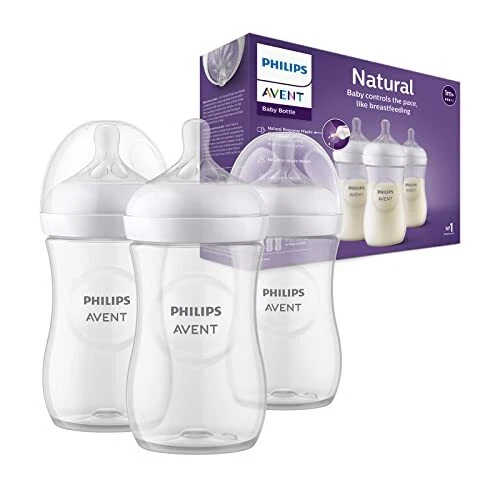 Philips Avent Natural Response Baby Bottle - 3 x 260ml Baby Milk Bottle for