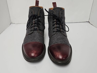 TAFT The Jack Cap Toe Boot In Grey/Oxblood Wool/Leather  display picture 2